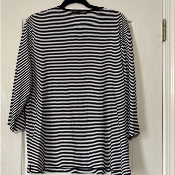 Ralph Lauren Black and White Striped Henley Top Women’s Size 2X - Picture 2 of 3